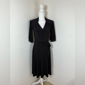 Laundry by Shelli Segal Black Faux‎ Wrap Dress Stretch size 6